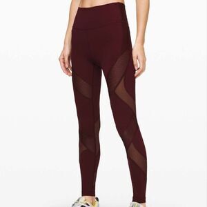 Lululemon Wunder Under High-Rise Tight 28" Mesh Garnet Wine Red Legging